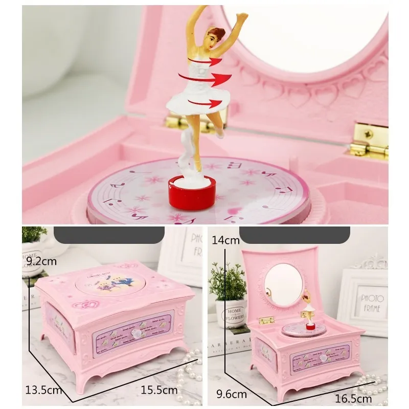 Klassisk roterande dansare Ballerina Piano Music Box Clockwork Plastic Jewelry Box Girls Hand Crank Music Mechanism Christmas Gift 215466094
