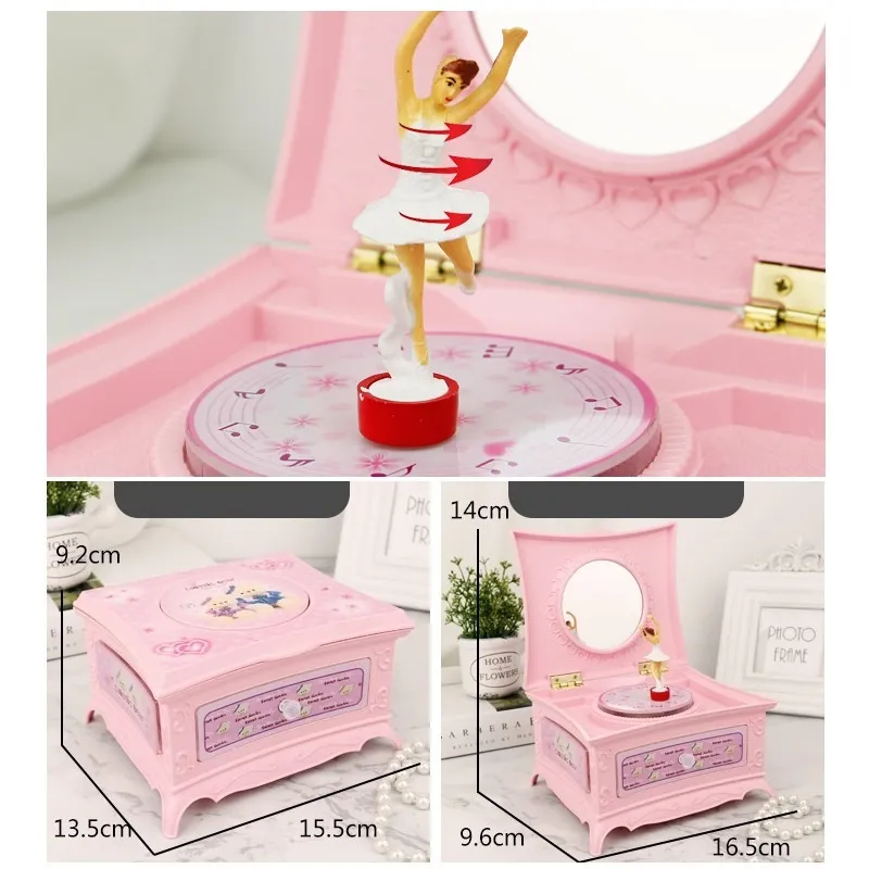 Klassisk roterande dansare Ballerina Piano Music Box Clockwork Plastic Jewelry Box Girls Hand Crank Music Mechanism Christmas Gift 212479873