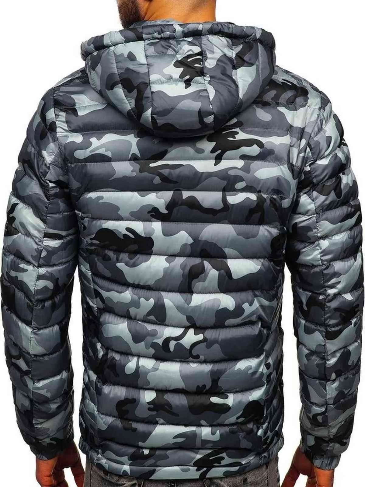 Zogaa elegante camuflagem camuflagem zíper com capuz jaqueta de algodão quente 211104