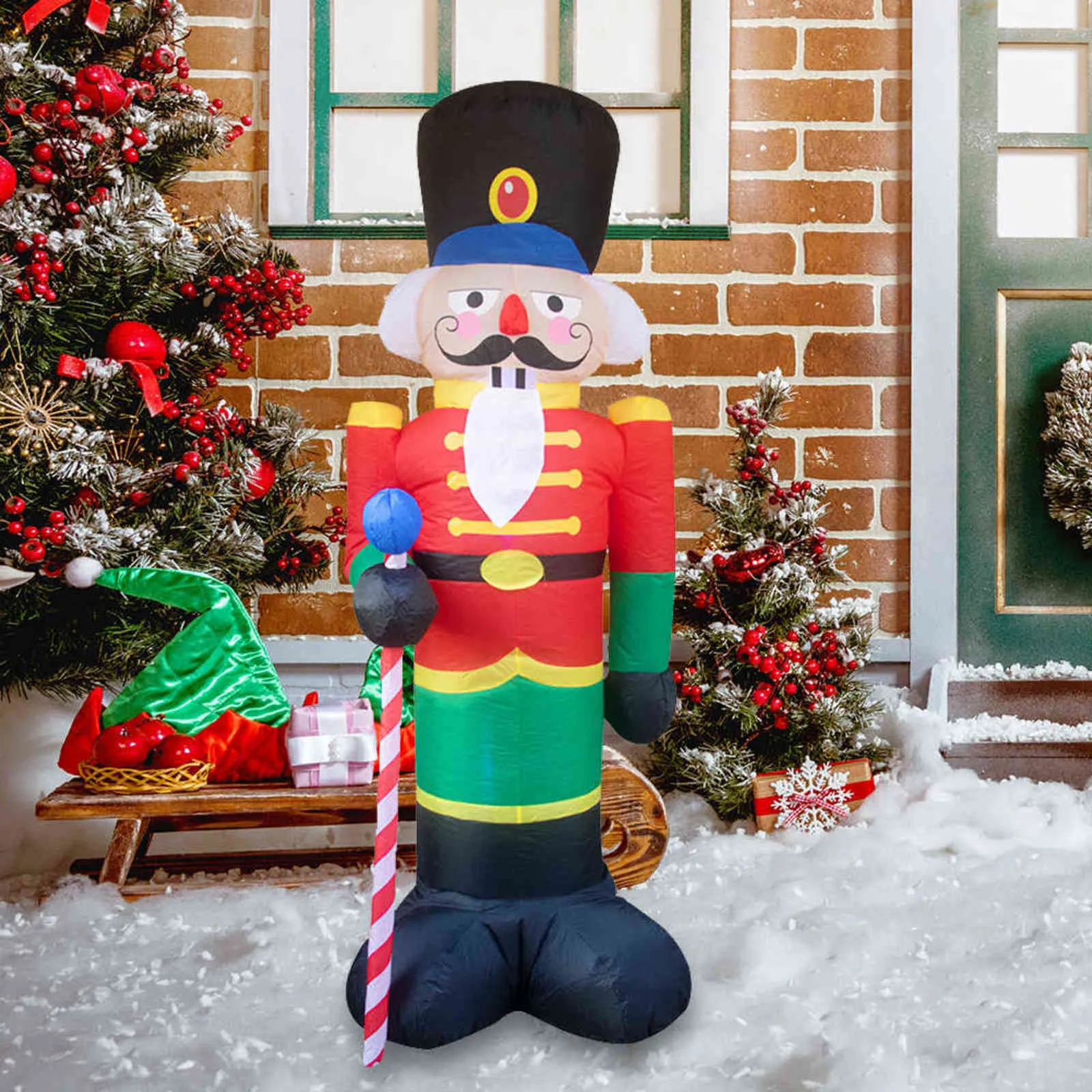 Bonhomme de neige gonflable Père Noël Casse-Noisette Modèle avec lumière LED Poupées de Noël gonflables pour le décor de l'année de Noël en plein air 2022 211122