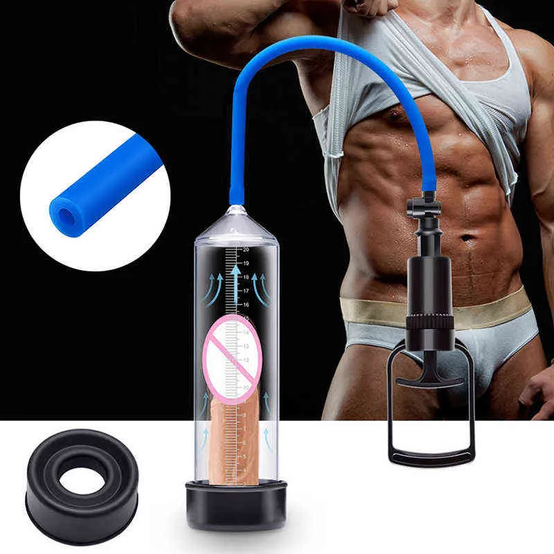 NXYSex pump toys Penis Pump Vacío Dildo Ampliación Bombas Extender Hombre Erection Enlarger Delay Eyaculation Trainer Juguetes sexuales Lechón manual 1125