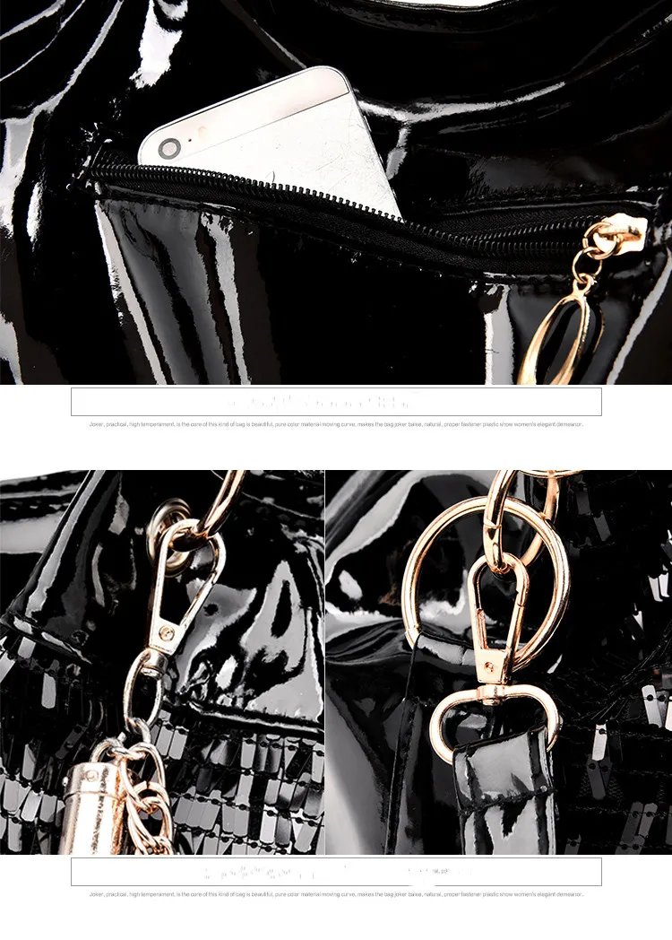 Sac à bandoulière Luxurys Designers Sacs Solide Sequin Femmes Sac à main Grande capacité Sacs à main Polyvalent Sac Noir Messager Slanting P257a