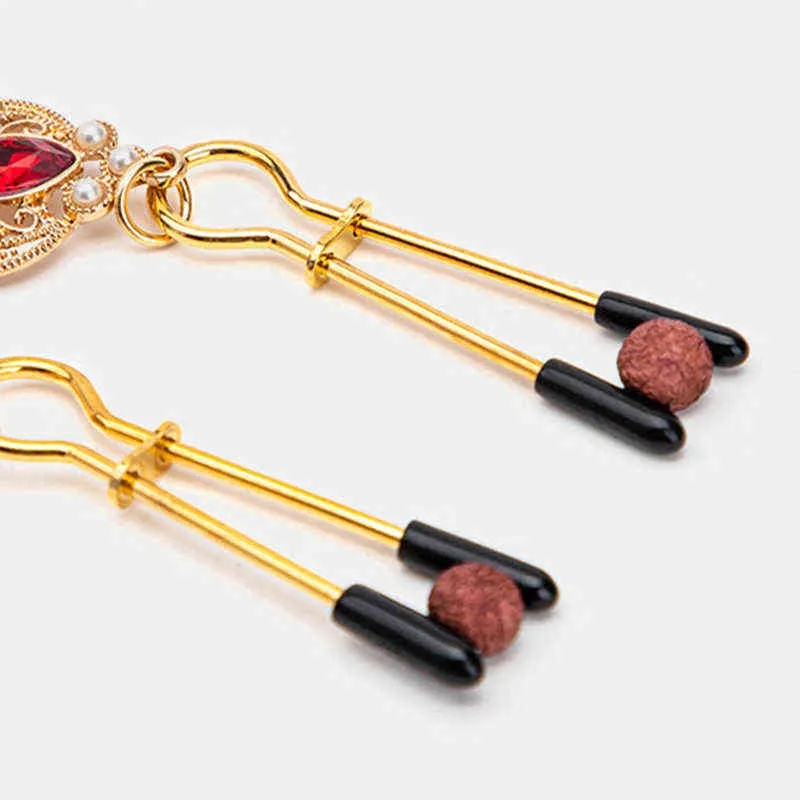 Nxy sexe pompe jouets mamelon y gemme pince Bdsm esclave métal pinces avec poids cristal pendentif produits intimes pour les femmes 1221