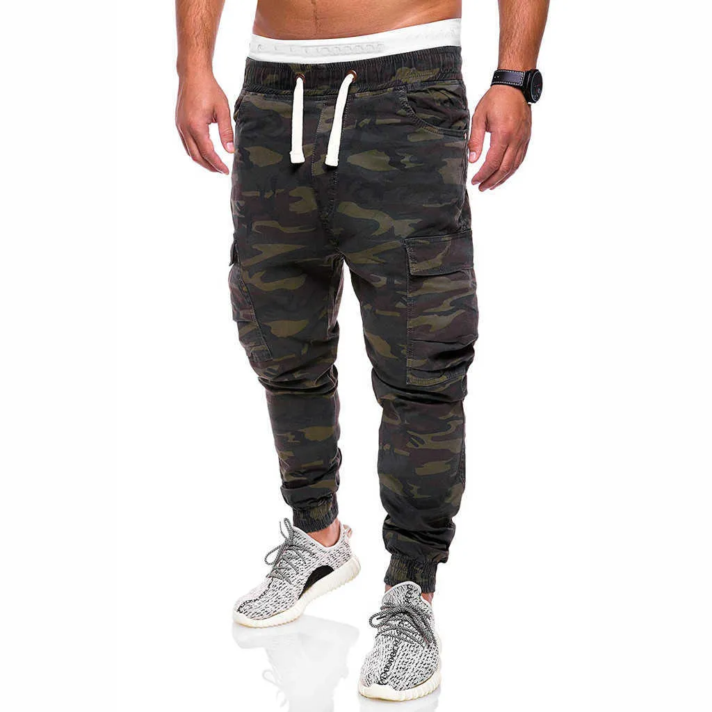 Joggers män lastbyxor Streetwear män mode lösa och stiliga ficka jeans harem byxor verktyg camouflage byxor x0621