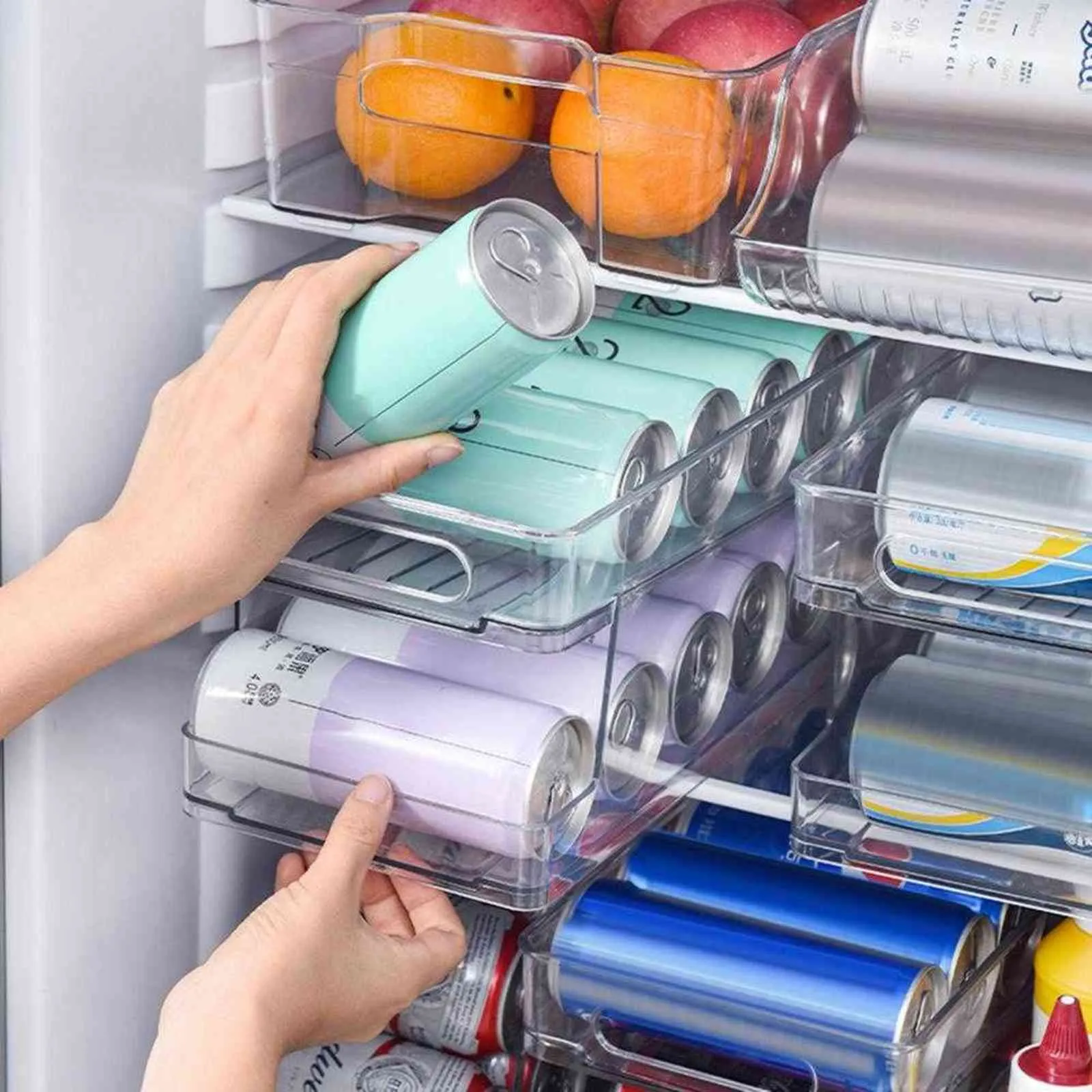 Кухонные холодильники напитки банки для хранения стойки пить пить пивной кола коробка сплошной двухслойной самопологающей отделочной полки 2111112