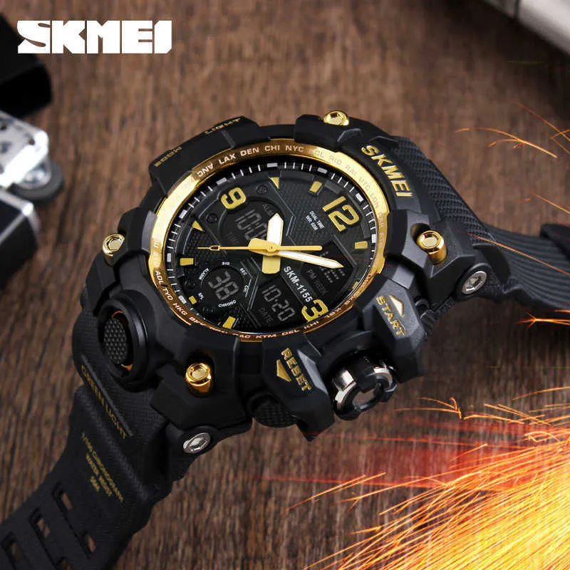 SKMEI Marca di Lusso Militare Orologi Sportivi Da Uomo Al Quarzo Analogico LED Orologio Digitale Uomo Impermeabile Doppio Display Orologi Da Polso Relogio X0272I