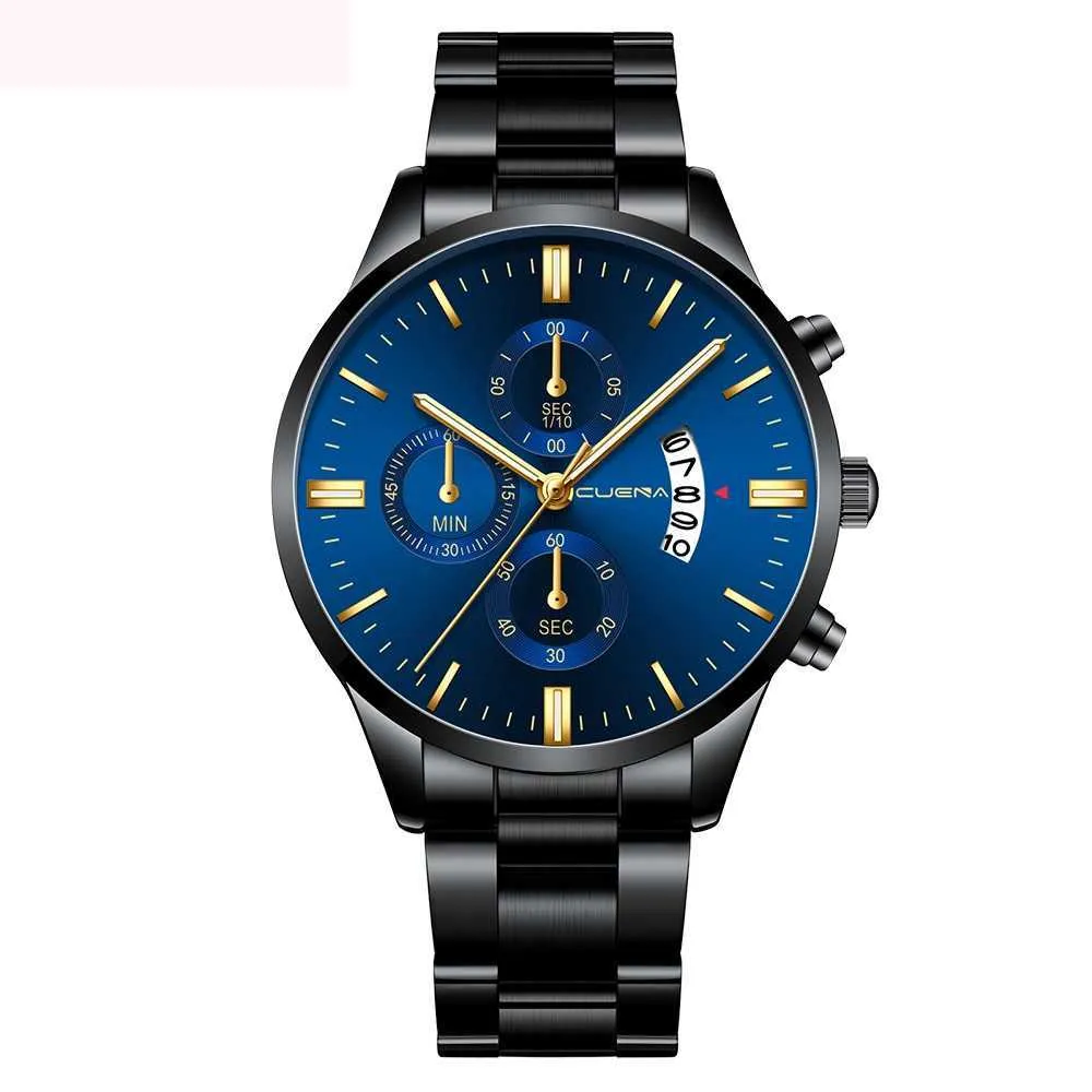 Cuena Mężczyźni Sport Watch Chronograf Data Moda Ze Stali Nierdzewnej Męskie Analogowe Kwarcowy Zegarek na rękę dla człowieka Prezent Reloj Hombre G1022