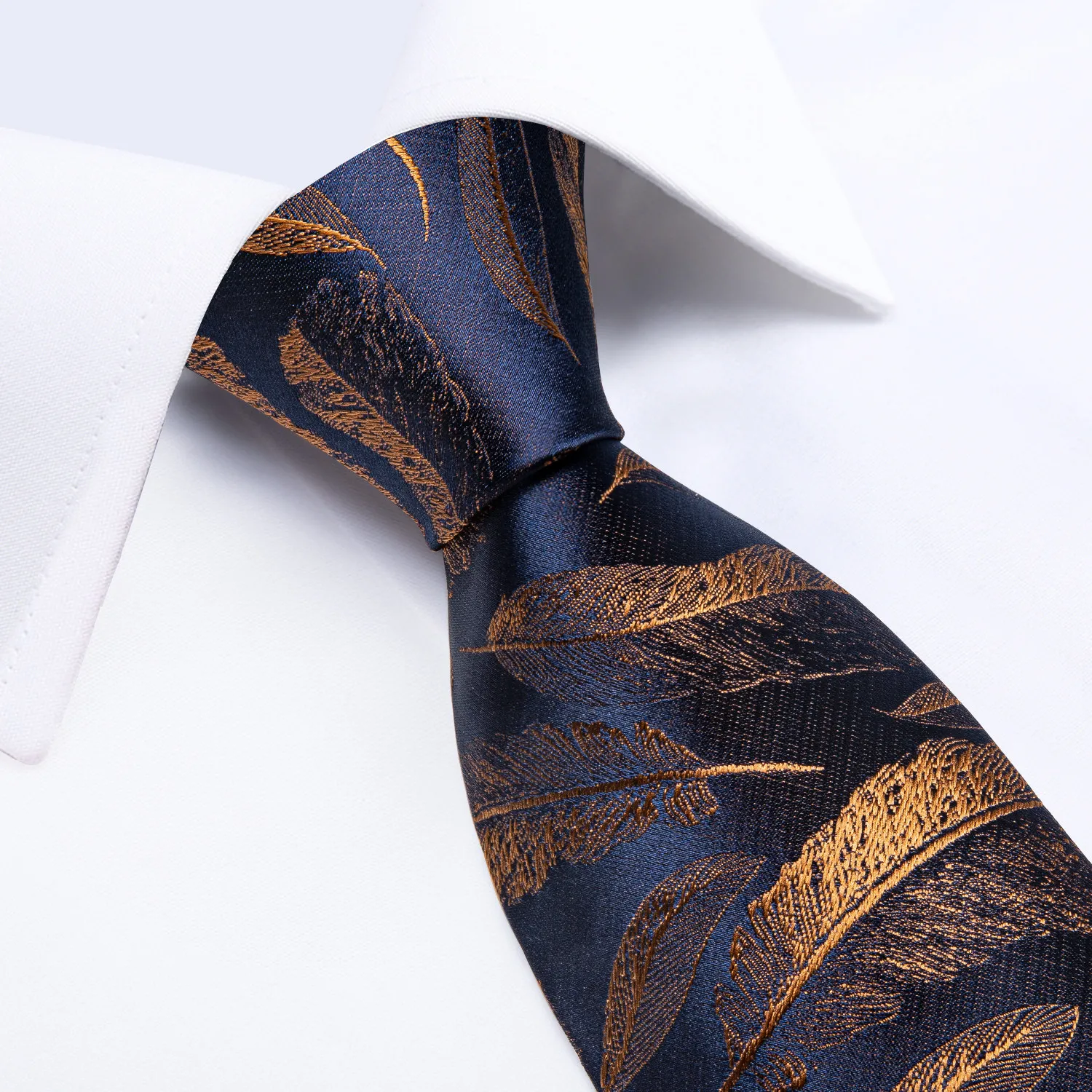 8cm mode guldfjädertryck män siden slipsar näsduk manschettknappar set affärsfest slips gravatas gåva för män dibang2748