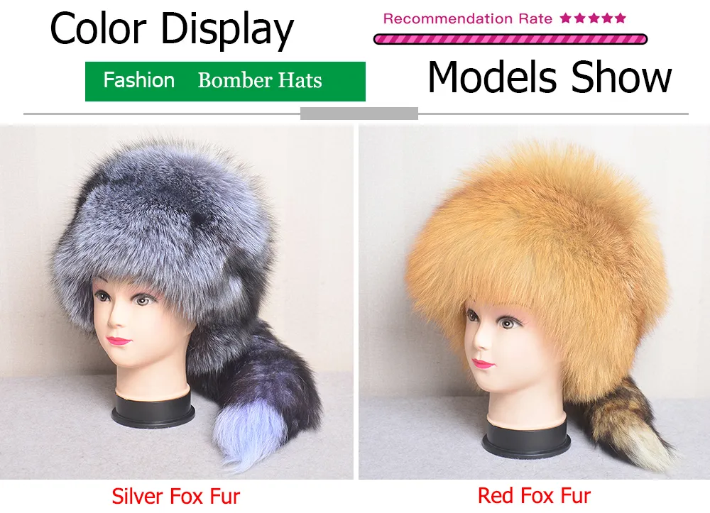 Chapeaux en vraie fourrure de renard pour femmes, bonnet russe épais et chaud, à la mode, élégant, naturel, moelleux avec queue de bombardier, hiver