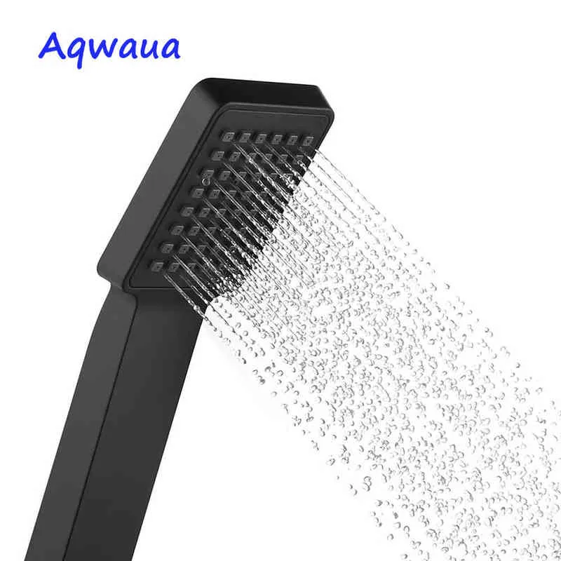 AQWAUA BLACK HANDHELD Douchekop ABS Plastic Badkamer Sproeier Waterbesparende Hand Douche Enkele Functie voor Badkamer Accessoires H1209