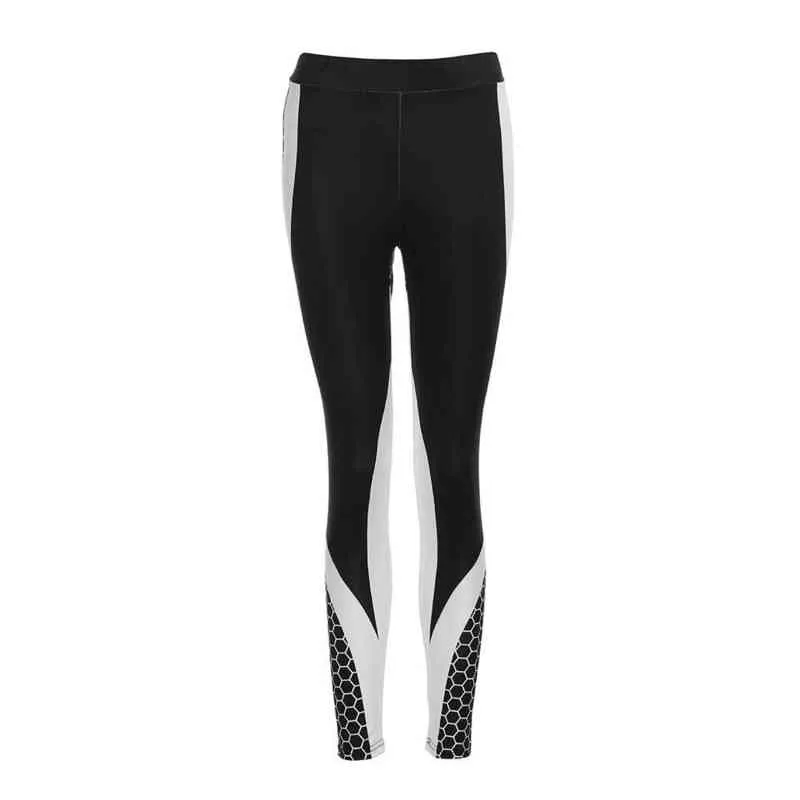 Femmes Polyester 3D Imprimer Yoga Skinny Entraînement Gym Leggings Taille Élastique Sport Formation Pantalon Court Régulier Longueur Cheville Pan H1221