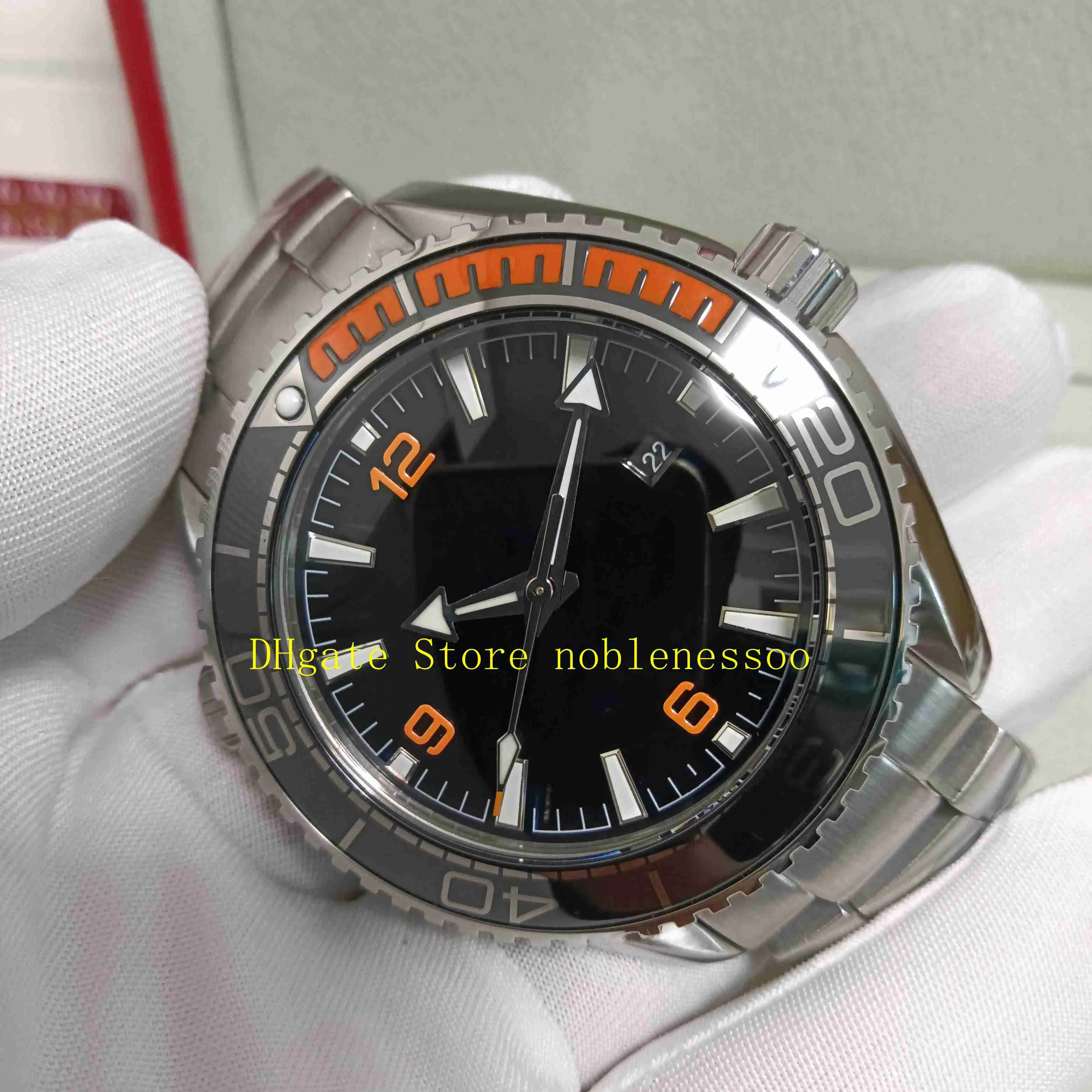 Real Po Cal 8900 Watch Men's Top Quality Black Dial 600M Orange Ceramic Bezel Stainless Steel Bracelet Mens Sport 260k