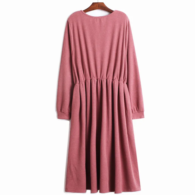 [EAM] Women Black Big Size Pleated Pocket Dress V-Neck Long Sleeve Loose Fit Fashion Spring Autumn 1DD6166 210512