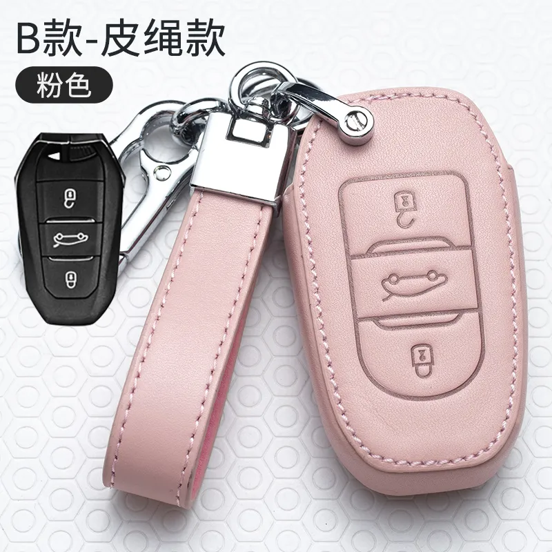 Etui clés de voiture en cuir pour citroën CQuatre C4 C5 C6 C3XR C4L Elysee C5 AircrossKey, pour Car1385104