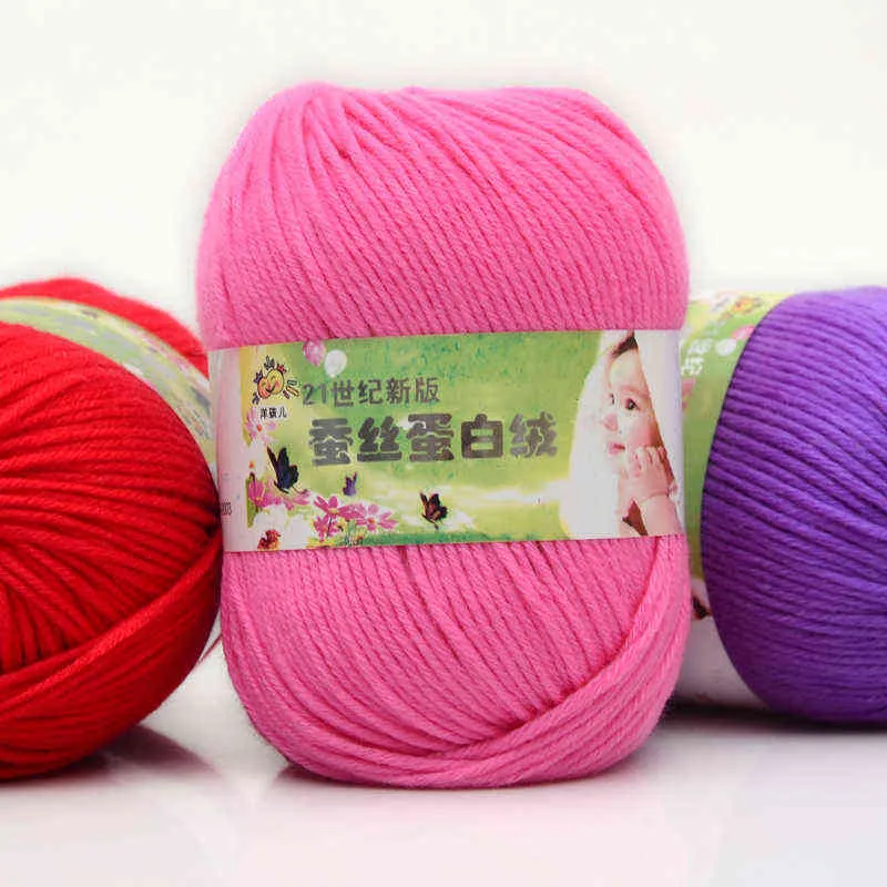 X50g Multi Farbe Baumwolle Seide Stricken Garn Weiche Warme Baby Garn Für Hand Stricken Baby kleidung Puppe Y211129