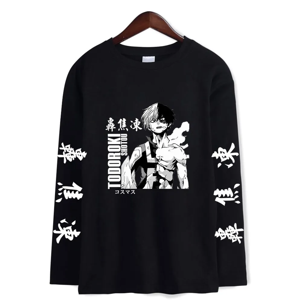 My Hero Academia Shirts Rundhals Herrenhemd Langarm Damen T-Shirt Unisex Harajuku Streetshirt Anime Shoto Todoroki Kleidung Y0323
