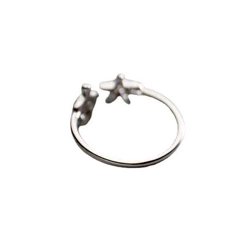 Sea Star och Turtle Open Size Finger Ringar för Kvinnor Mode Smycken Casual Party Gifts G1125