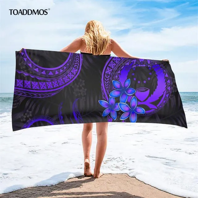 Großes Strandtuch für den Sommer, Badezimmerzubehör, saugfähige Designer-Gym-Decke für Erwachsene, Serviette De Bain, Pohnpei Floral246D