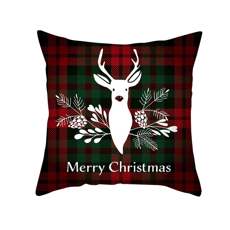 Christmas Pillow Case Plaid Poduszki Pokrywy Peach Blossom Drukowane Xmas Dekoracja Wyposażenie domu