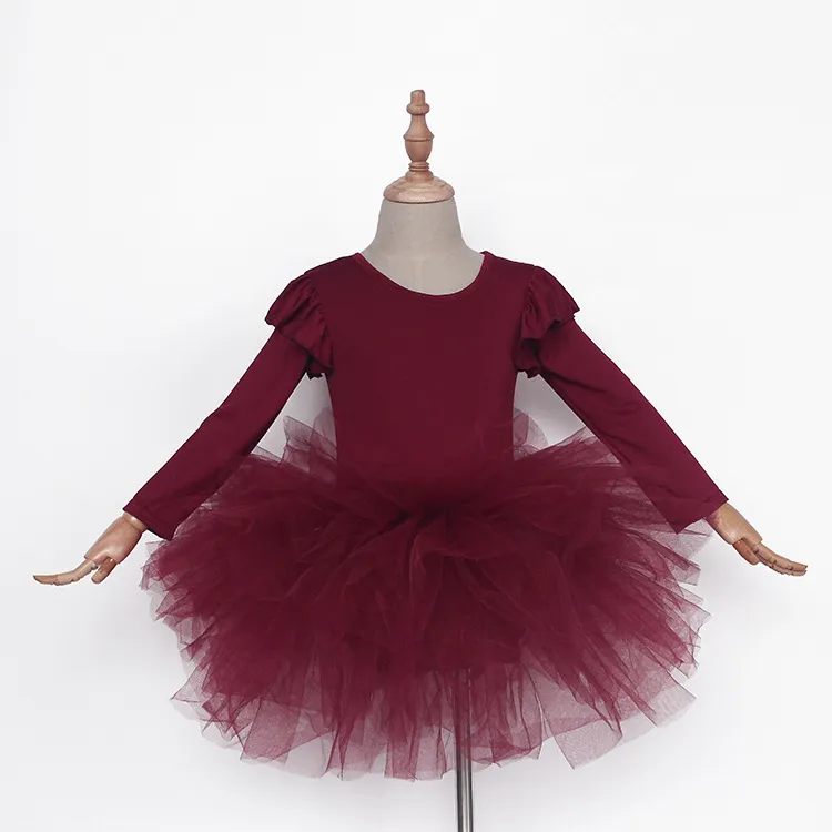 6M-10ans printemps automne enfants filles enfant bébé robe à manches longues Tulle Tutu fête mariage Birtdhay robes 210515