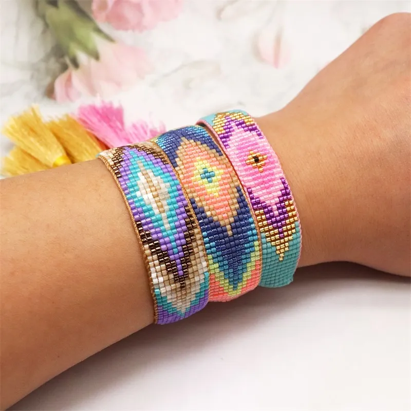 ZHONGVI Evil Eye Armband Miyuki Perlen Armbänder Für Frauen 2021 Handgemachte Webstuhl Gewebte Quaste Pulseras Mujer Schmuck Ganze