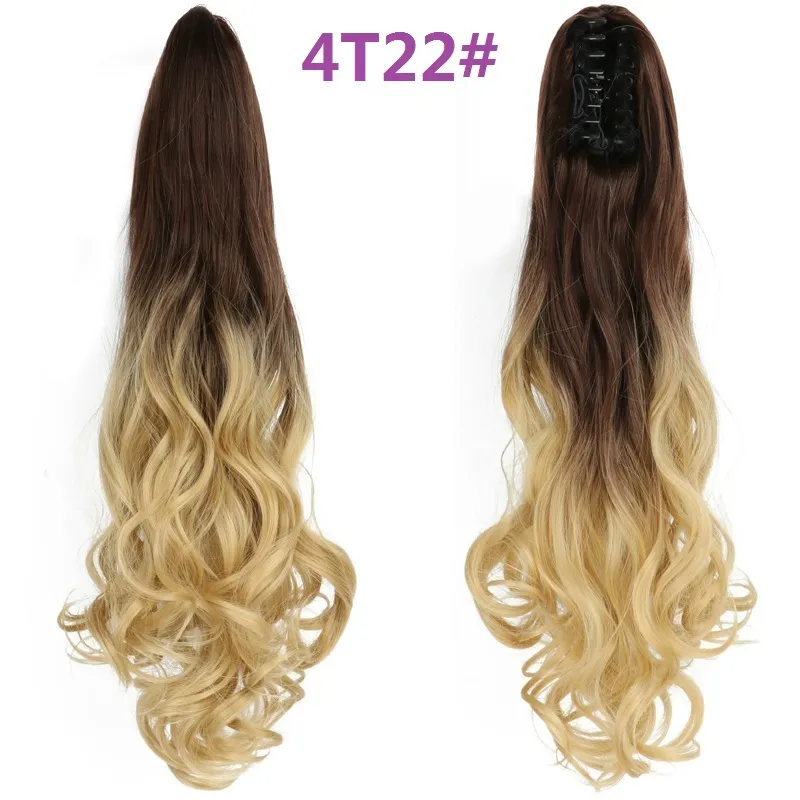 Extensions de queue de cheval synthétiques à Clip, postiche longue et ondulée ombrée, faux postiche pour femmes et filles, rose violet