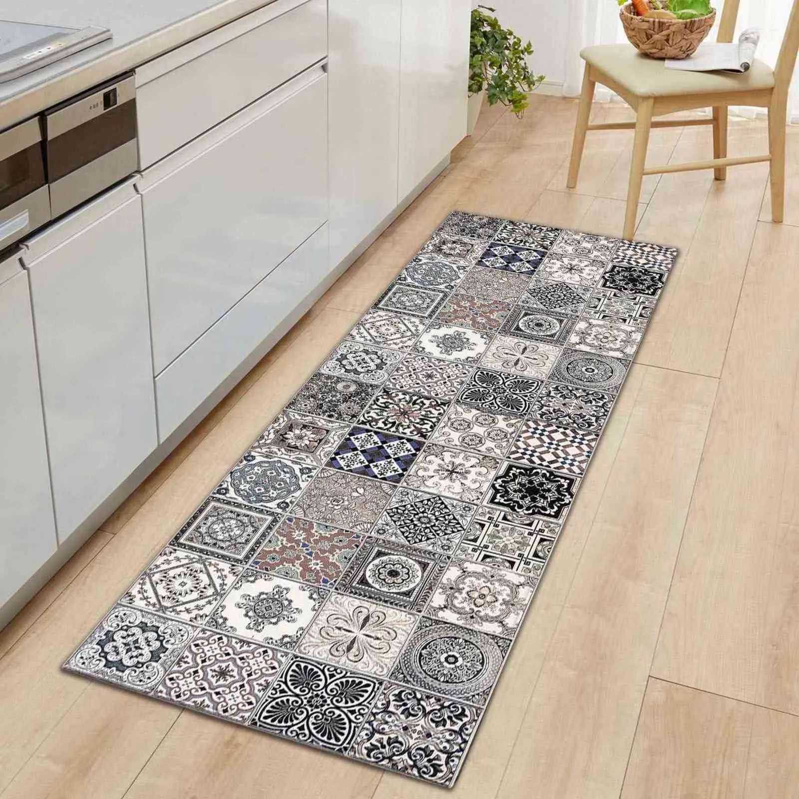 Alfombrillas de cocina con patrón de Marruecos, alfombrillas Bohemias para puerta de entrada, decoración antideslizante de franela, alfombra antideslizante para pasillo, alfombra para el hogar