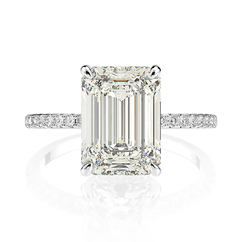 Oevas Real 925 Sterling Silver Emerald Cut Create Moissanite Diamond Trouwringen voor Dames Luxe Voorstel Verlovingsring