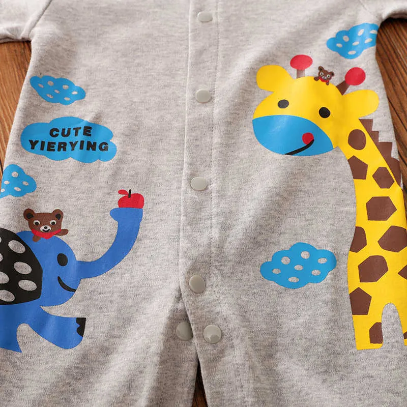 Frühling und Herbst Baby Junge/Mädchen Schöner Overall mit Giraffenmuster für 0–1 Jahre 210528