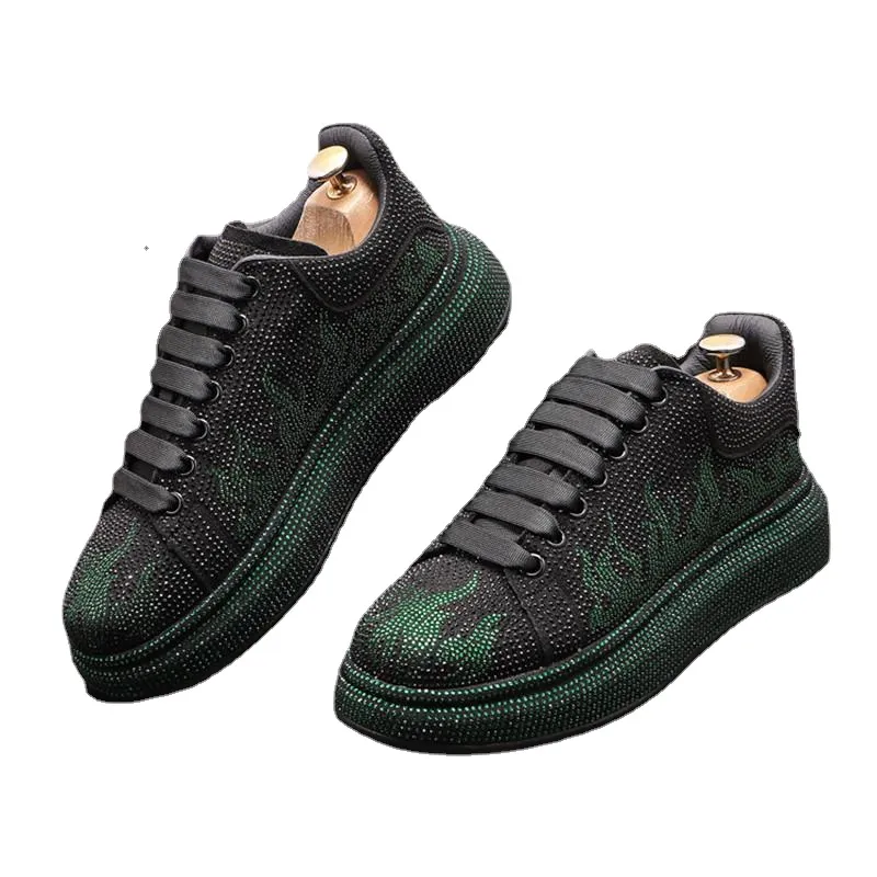 2022 luxus Designer Neue Strass Charme Casual Schuhe Für Männer Dicken Boden Wohnungen Punk Rock Prom Faulenzer Männlichen Fuß Turnschuhe