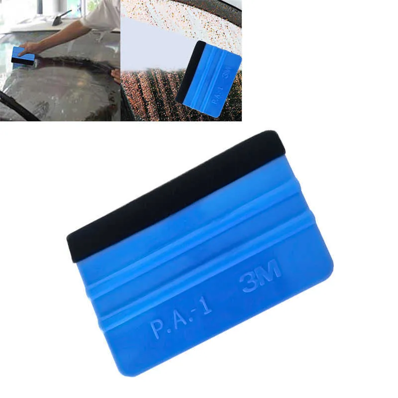 99 x 72mm Blauw Draagbare Vilt Rand SqueeGee Auto Vinyl Wrap Tool Scraper Decal Auto Cleaning Auto Borstel Accessoires Handdoek