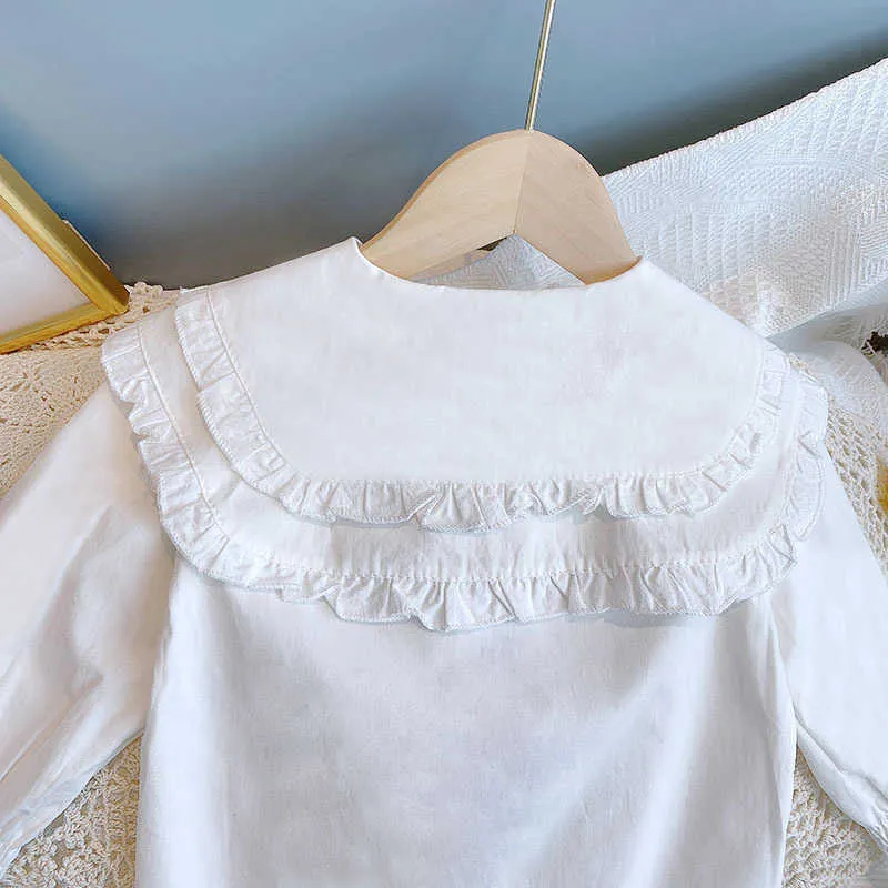 Chemise blanche à manches longues de printemps Vêtements pour enfants Vêtements pour filles Blouses Vêtements d'école Tops pour 210528