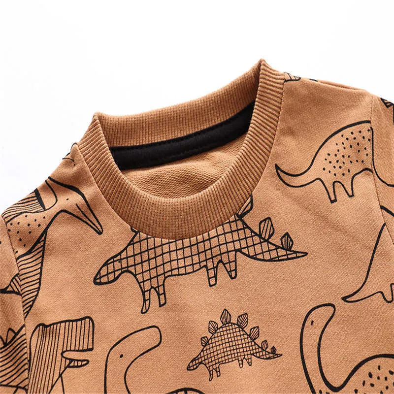 Hoppmätare Boys Flickor Sweatshirts With Animals Print Försäljning Barn Bomull Toppar För Höst Vår Småbarn Kläder 210529