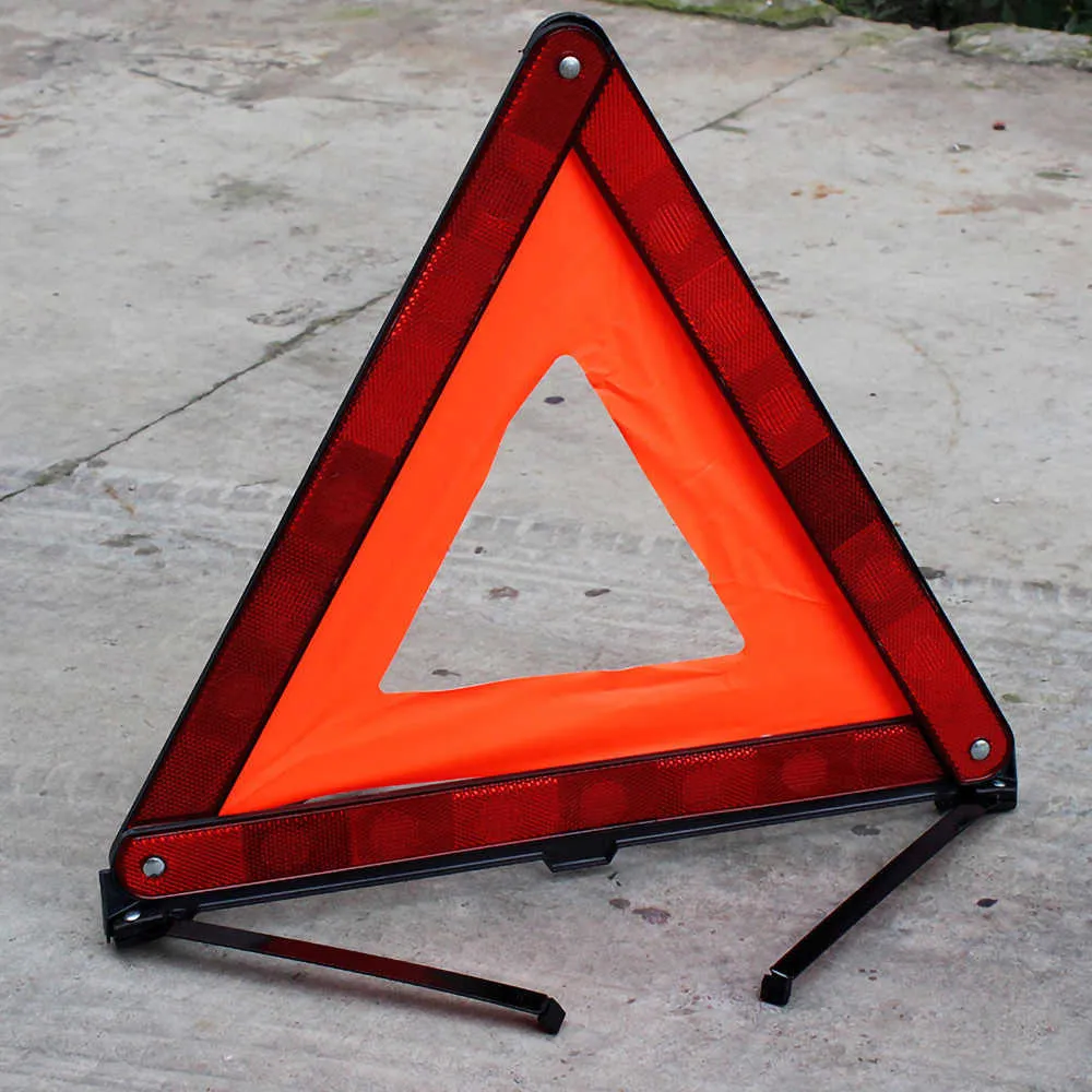 Foldbara biltillbehör Bil Triangel Reflective Strip Car Stop Sign Tripode Road Flasher Triangle Emergency Warning Sign3416029