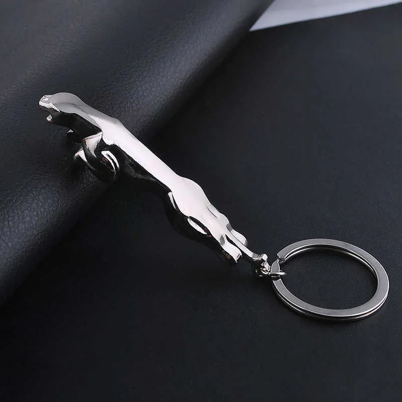 Classic Silver Color Stainless Steel Leopard Keychain Jaguar Car Keyrings Fine Bag Key Chains Two Types Creative Jewelry Q004 H1052864283