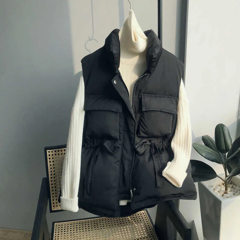 Inverno Primavera Corpo Caldo Gilet Cappotto Allentato Addensare Imbottito A Vita Lunga Gilet di Cotone Piumino da Donna 210531