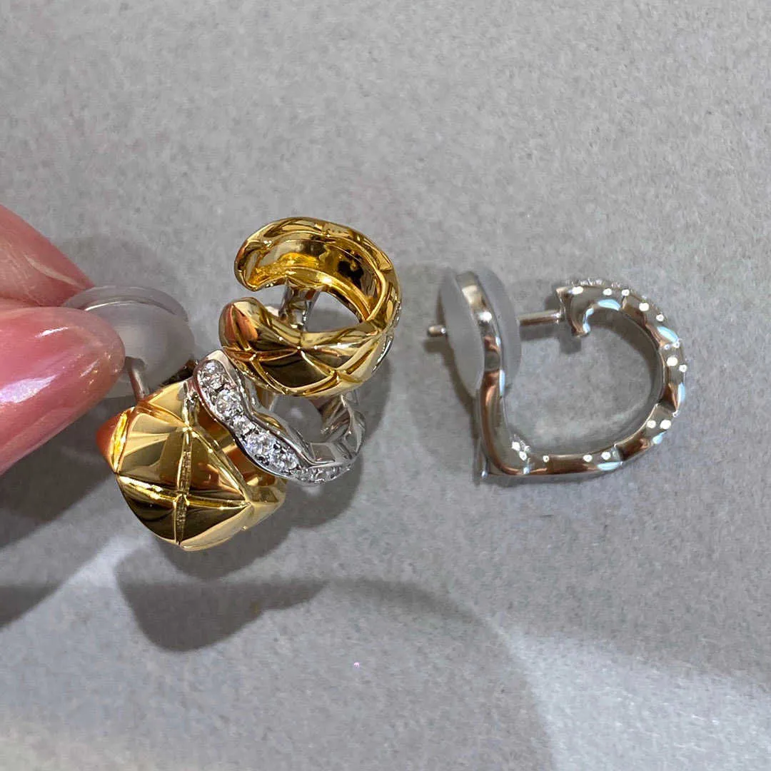 Brand Pure 925 srebrna biżuteria dla kobiet AB Kolczyki Diamond Gold Clip Kolczyki do uszy projekt Summer340p
