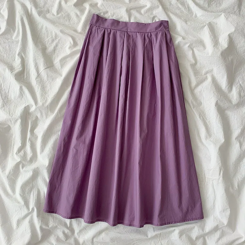 Kimutomo, conjuntos de dos piezas, blusa de manga corta con estampado de lunares de verano + falda acampanada sólida de cintura alta, traje femenino 210521