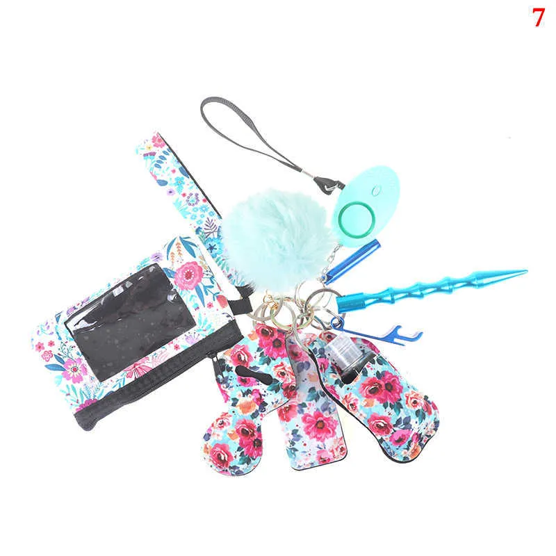 ET Självförsvarsring Nyckelring Kvinnor Portachiavi Donna Alarm Taktisk penna Personlig försvar Key Chain Set Girls Gifts Arma G106346S