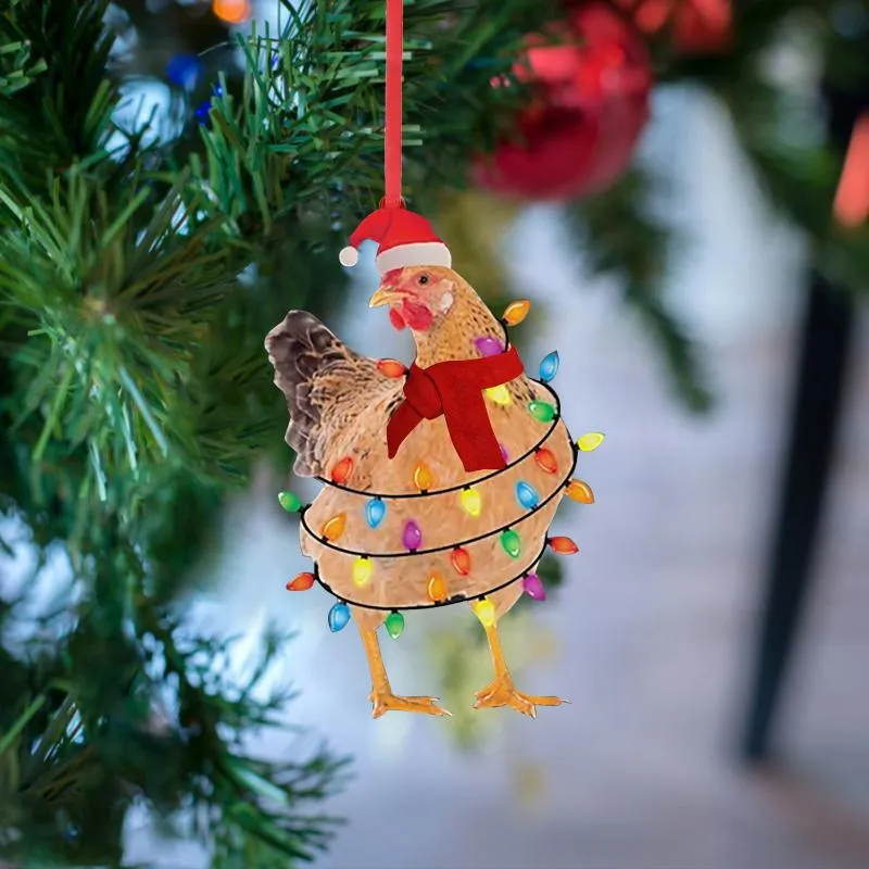 Decorazioni natalizie Sciarpa in legno Ciondoli di pollo Ornamenti l'albero di Natale Decorazioni la casa appese Navidad 2021263y