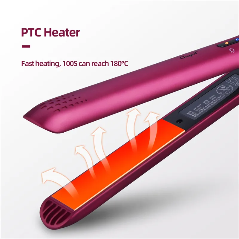 2 in 1 Hair Straightener Waver Curler Curling 다리미 골판지 LED 디스플레이 헤어 아이언 크림 퍼 스타일링 헤어 클러 Styer