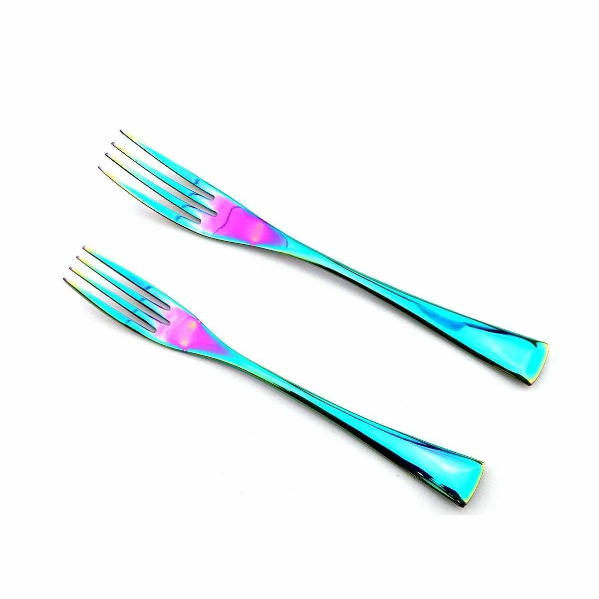 6/5/Rainbow Shiny Cutlery Set 304 Stainless Steel Dinnerware Set Steak Knife Dessert Sweet Forks Plates Tableware Utensils X0703