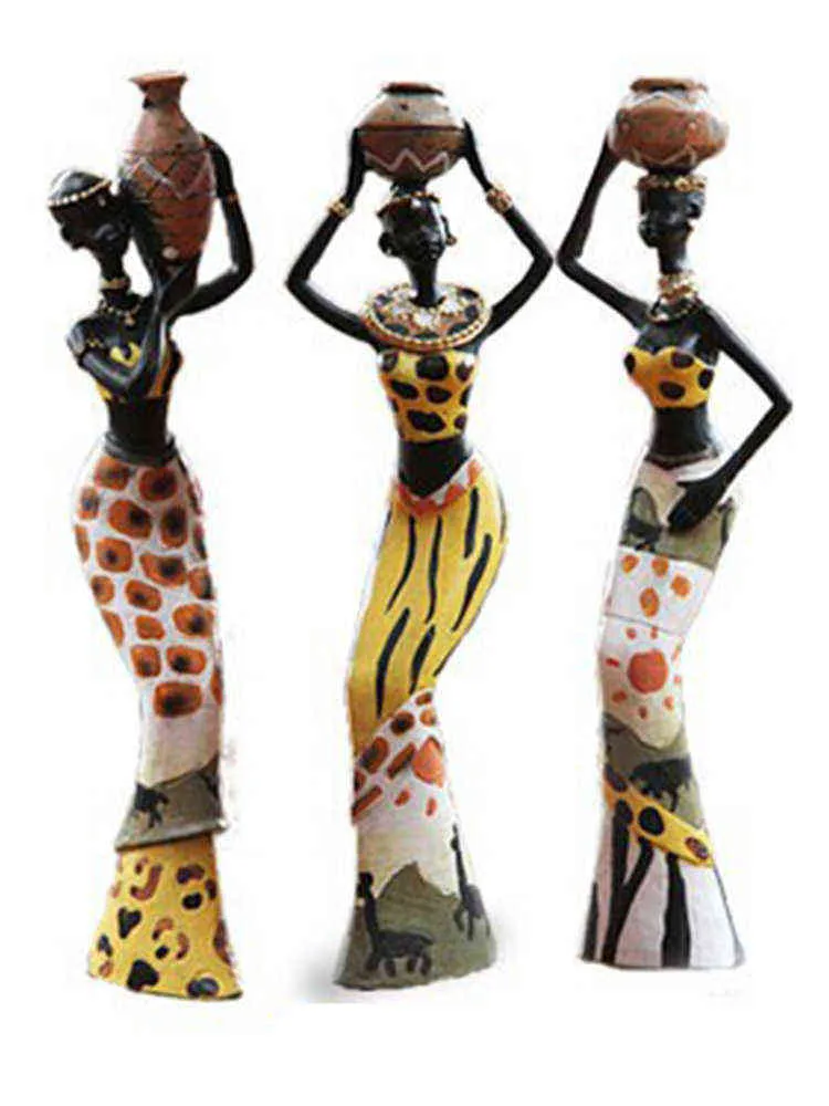 SETアフリカン女性の置物樹脂クラフト部族女性像エキゾチックな人形キャンドルホルダーギフトホームデコレーション彫刻h110266355260018