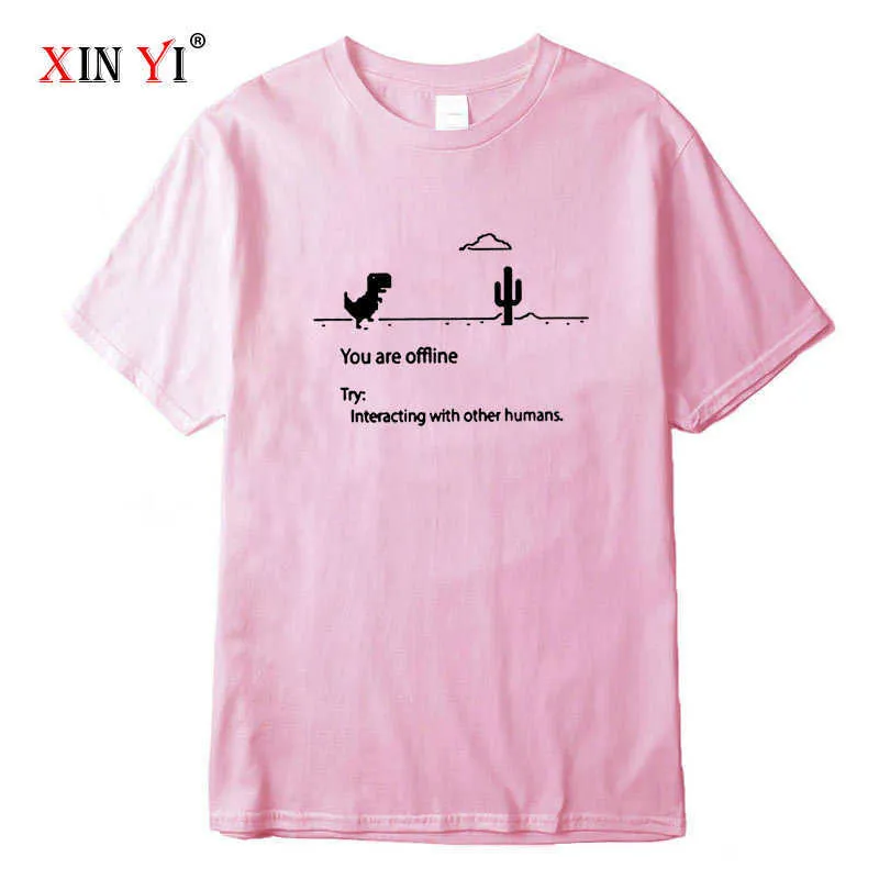 XIN YI hommes de haute qualité 100% coton imprimé dinosaure t-shirt lâche drôle o-cou hommes t-shirt à manches courtes t-shirt mâle tee hauts Y0809