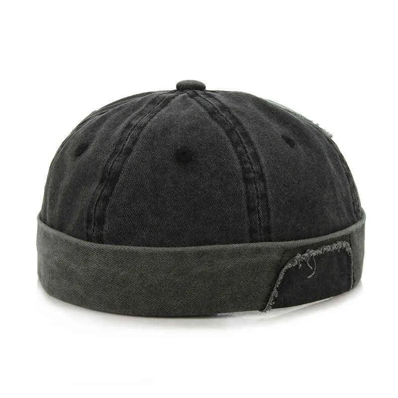 Men's Autumn Cotton Brimless Skullies Cap Retro Urban Unique Street Docker Hats Multipurpose Miki Beanie Hat Y21111