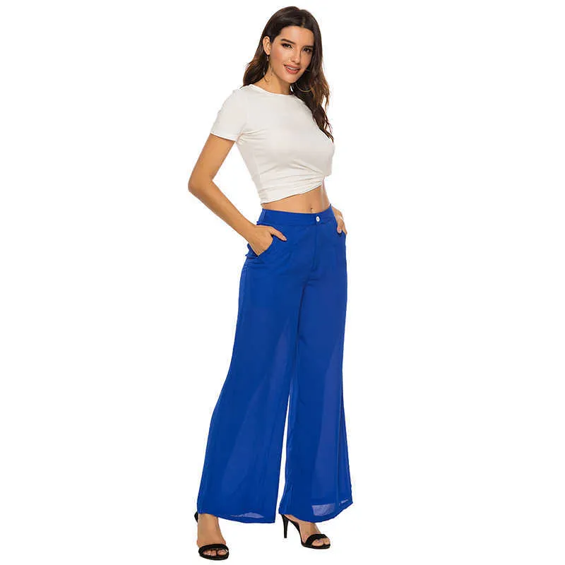 Women's Trousers Summer Fashion Thin Wide Leg Pants New Loose High Waist Casual Women Skirt Dance Q0801