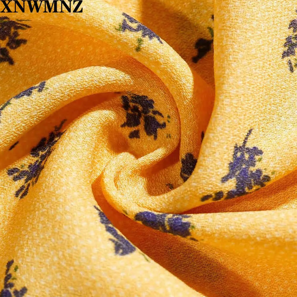 Mode V-Ausschnitt Frauen Bluse Elegante gelbe Oma Blume Blumenstrauß Drucken Top Blusen T-Shirt Tops 210520