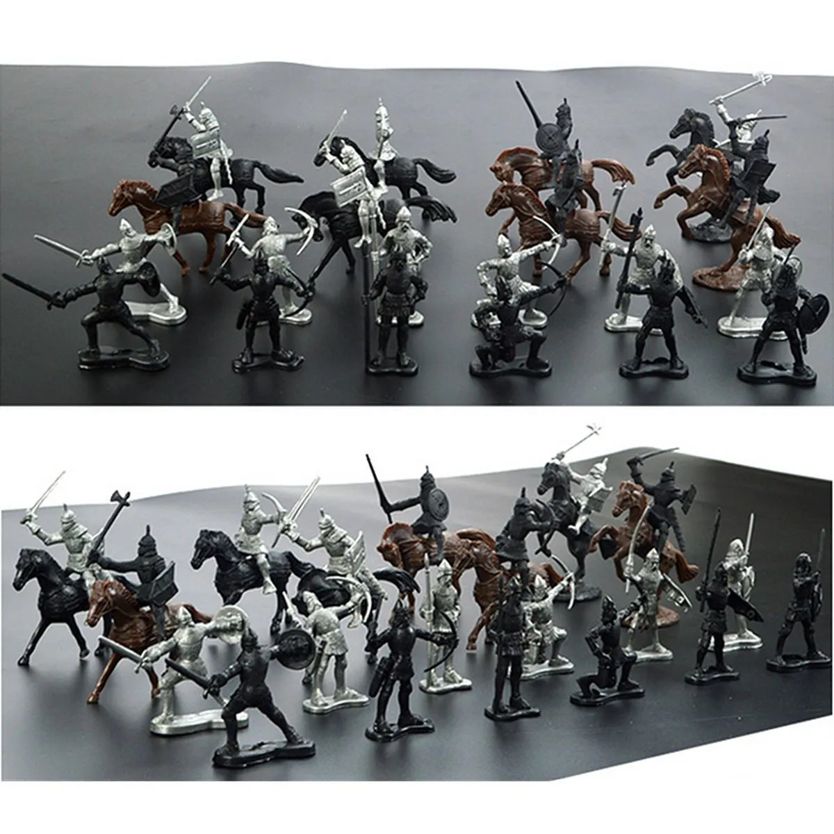 Noël Gif plastique chevaliers médiévaux soldats modèle jouets chevaux soldats figurines modèles Kit de jeu enfants X0503