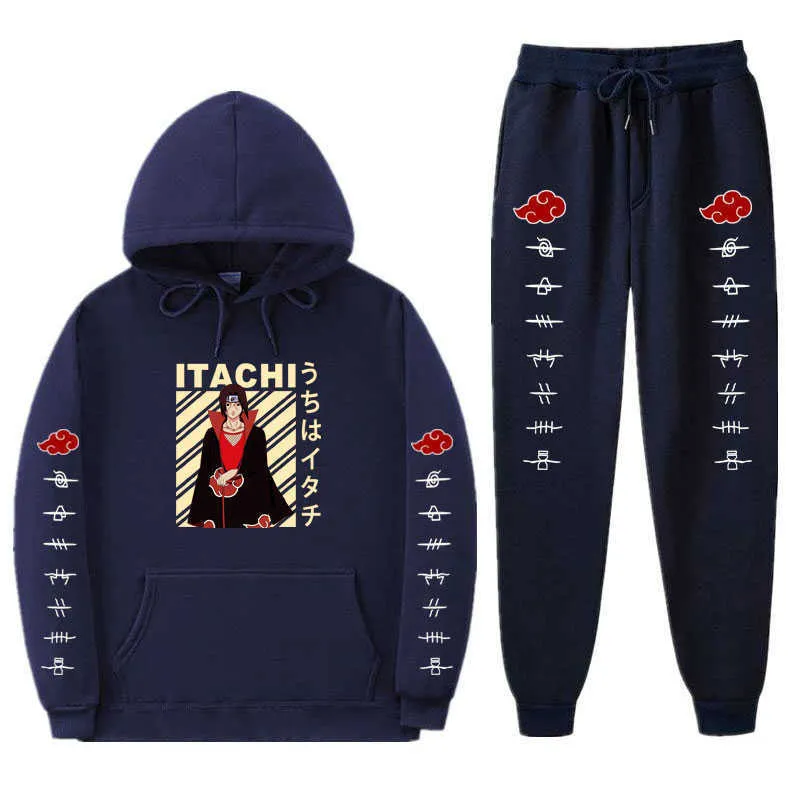 Jogging Homme Мужчины устанавливают уличные одежды Устанавливает аниме Itachi akatsuki Toothie брюки бегагинг спортивный костюм мужской трексуит x0610