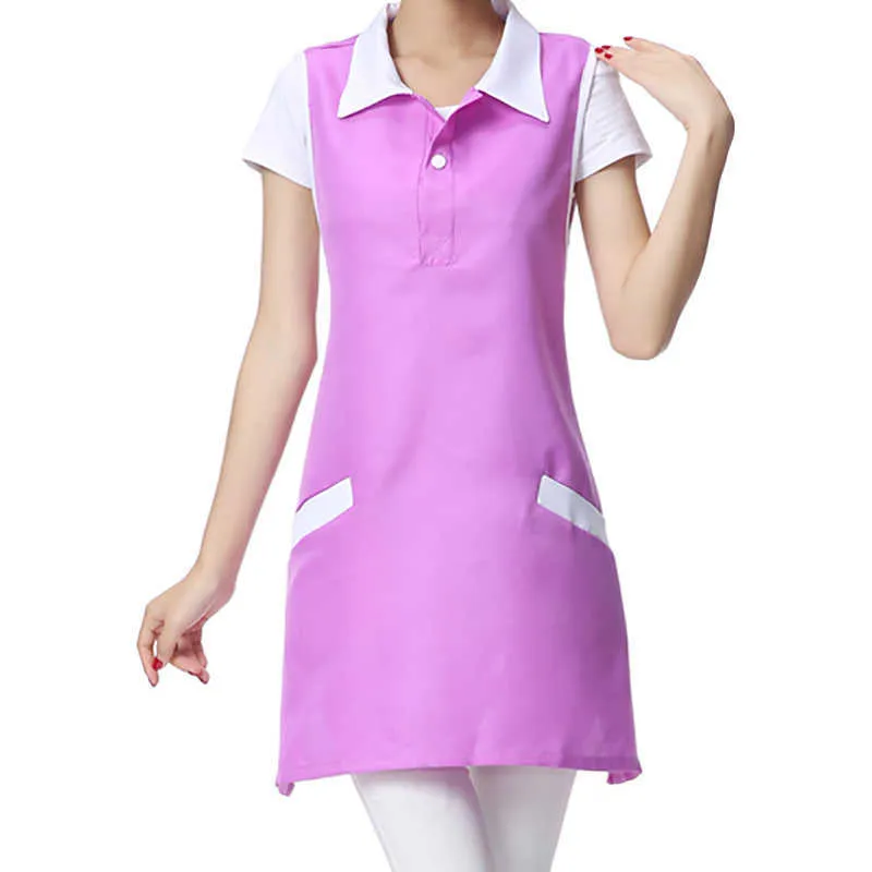 Sleeveless Nail Waitress Apron For Woman Kitchen Home Adult Work Coffee Restaurant With Pocket 210629